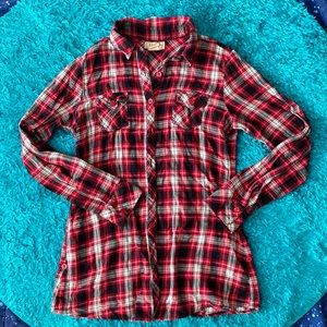 Op buffalo plaid and white button down shirt